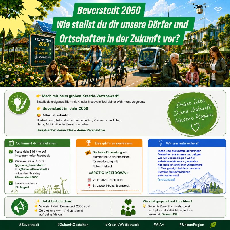 ✨Beverstedt 2050 – Deine Vision zählt! ✨🌍 Wie stellst Du Dir unsere Dörfer und Ortschaften in der Zukunft vor? Grüner?…