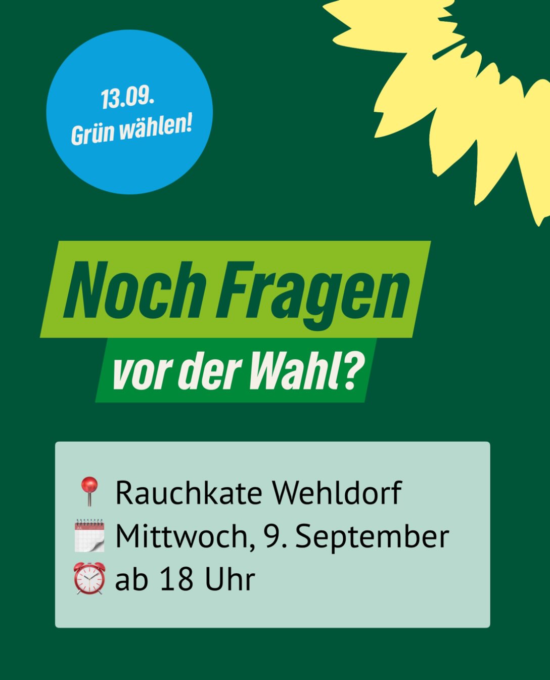 Noch Fragen vor der Wahl? Dann kommt zu unserem Grünen Stammtisch! Wie jeden 2. Mittwoch im Monat treffen wir uns…